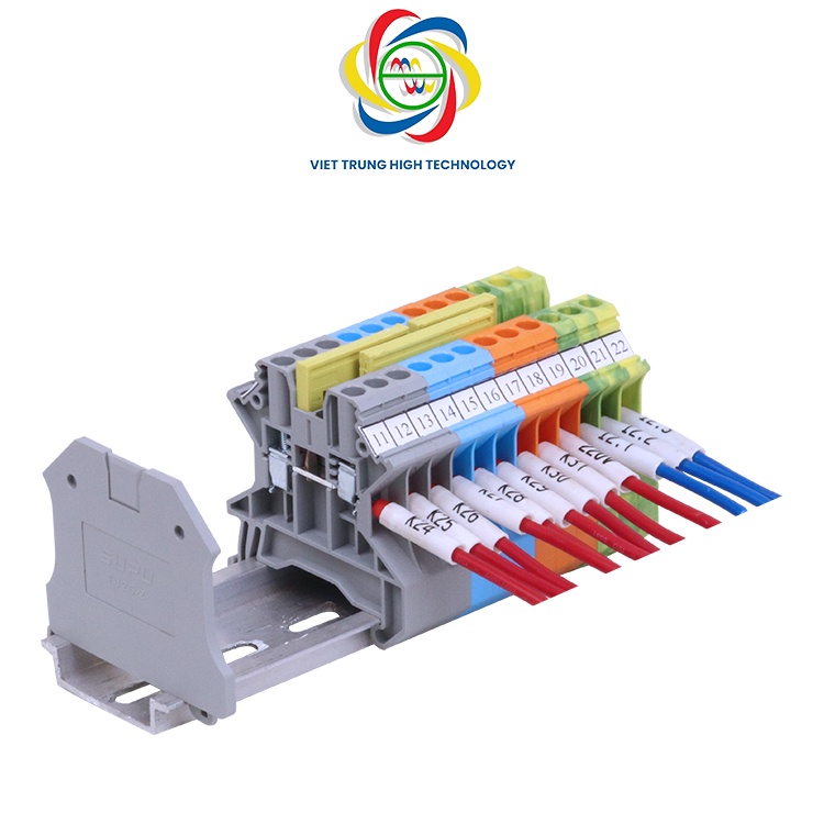 Cầu đấu dây điện bắt vít SUPU, Cầu đấu dây điều khiển 2 kích thước TU2.5-2 và TU4-2 cùng tấm bịt, vách ngăn, chia nhóm
