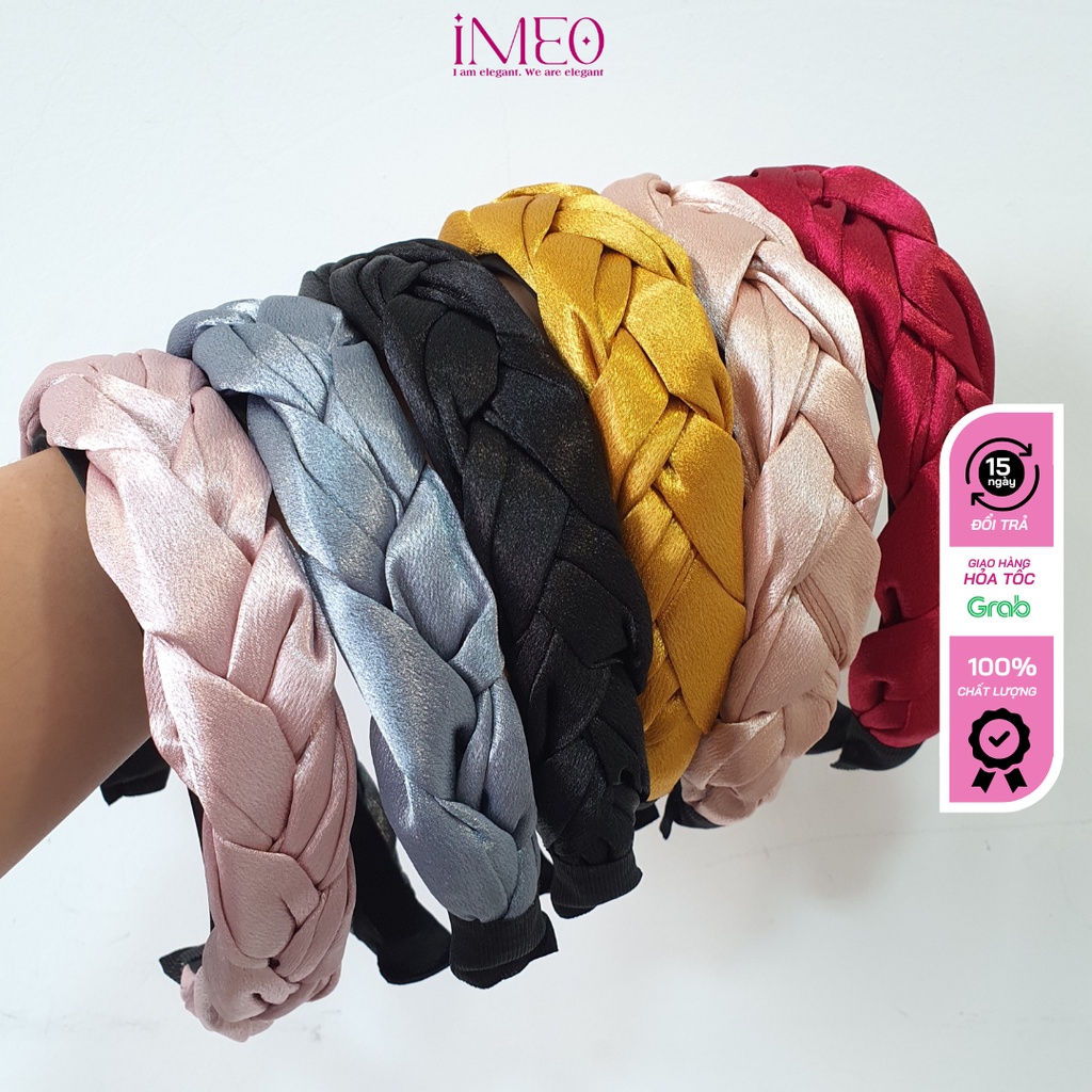Cài tóc hình bím tóc cho nữ màu đỏ nhung đính hạt phong cách Hàn Quốc
