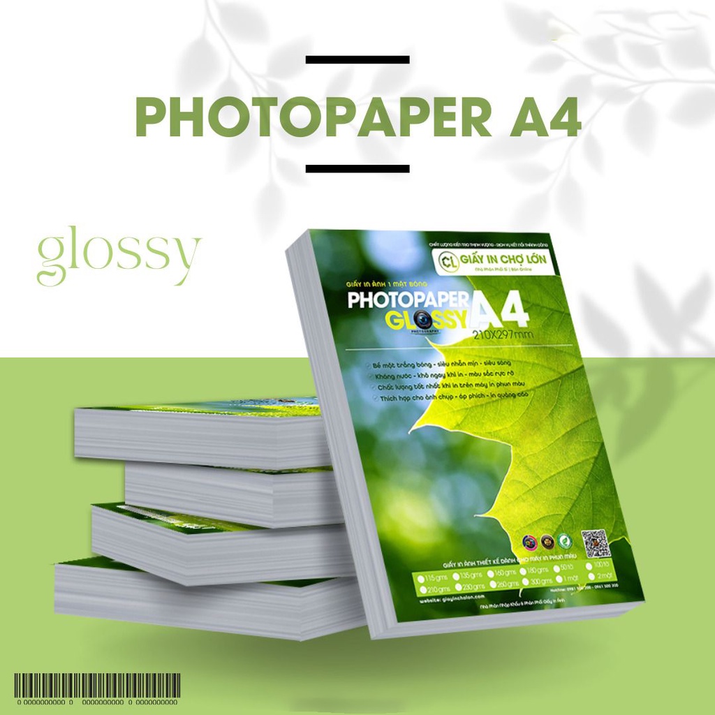Giấy in Ảnh A4, Giấy in ảnh Glossy A4 1 mặt / 2 mặt - Định Lượng 115g ~ 230g - Ship Hoả Tốc