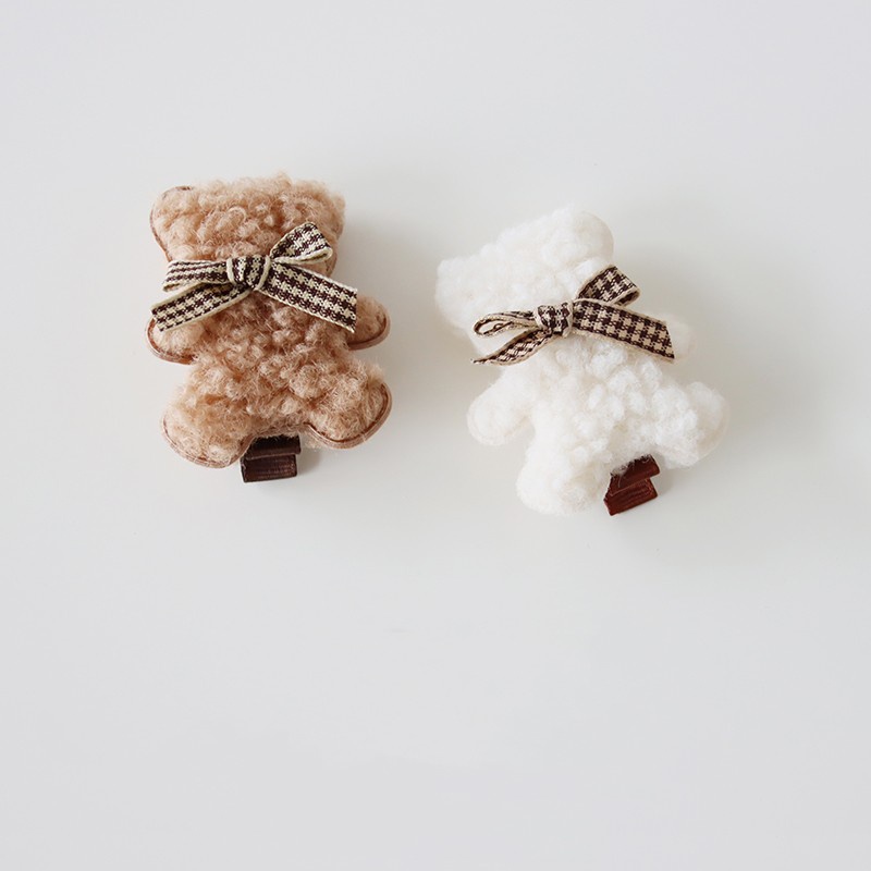 Kẹp Tóc Hình Gấu Nhồi Bông Dễ Thương Phong Cách Hàn Quốc