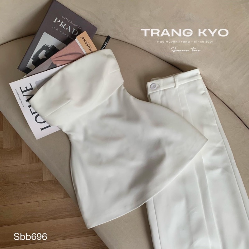 Đồ Bộ Set Nữ TRANG KYO Áo Cúp Ngực Kết Hợp Quần Ống Suông Rộng Set Dự Tiệc Cúp Ngực Quần Suông- SBB662