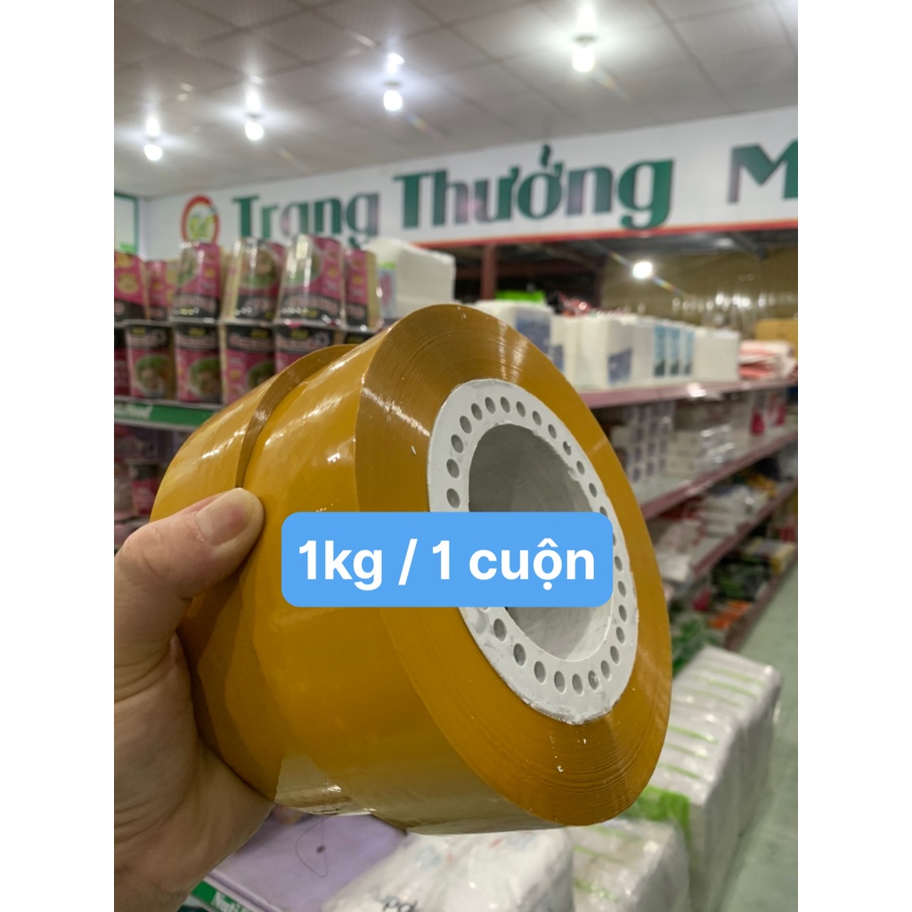 Cuộn băng dính đóng hàng đục, trong siz 5cm x 1kg ( Loại lõi mỏng - 3mm)