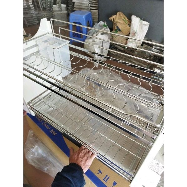 Giá Bát đĩa Nâng Hạ Inox 304, giá bát nâng hạ, Kệ Đựng Đồ Nhà Bếp Thông Minh
