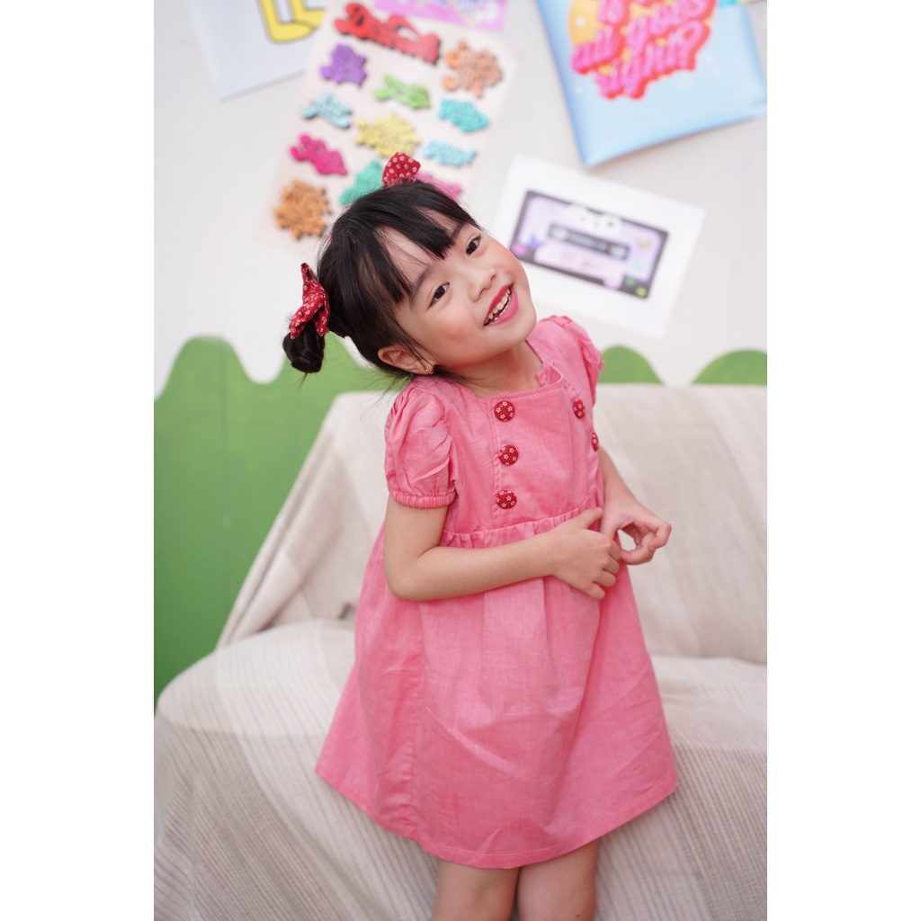 Váy Đầm Bé Gái BabyDoll Cổ Vuông 6 Nút -M192, M193, M194, M195