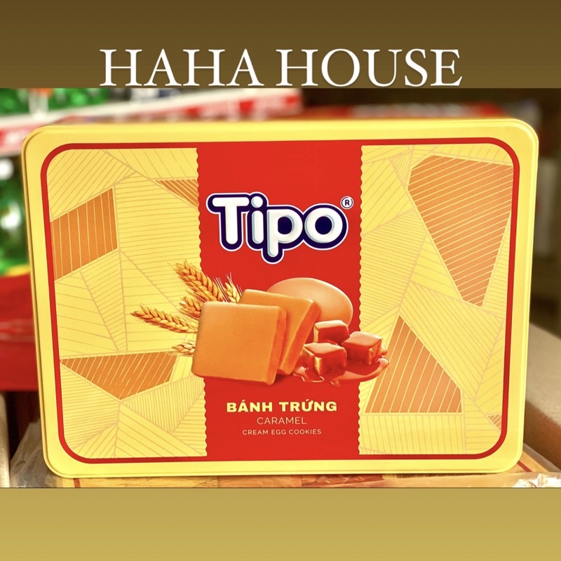 Bánh hộp sắt Tipo Trứng Nướng Caramel 360g- kèm túi giấy