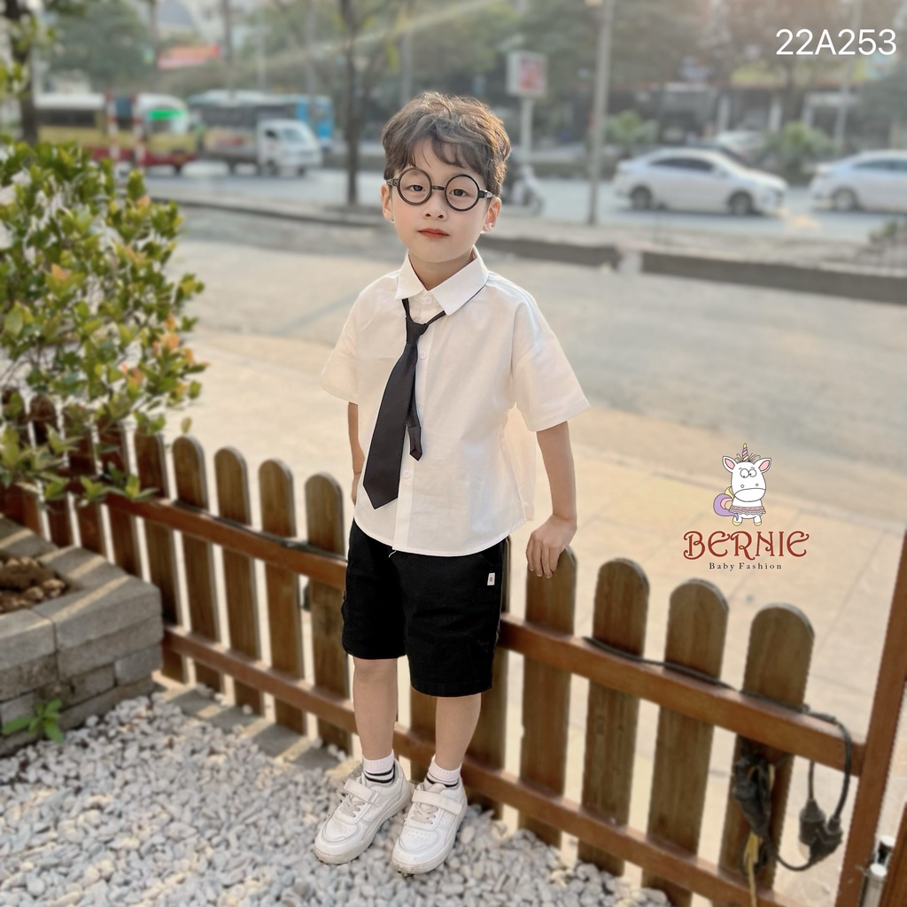 Áo sơ mi cộc tay kèm cà vạt Bernie cho bé trai