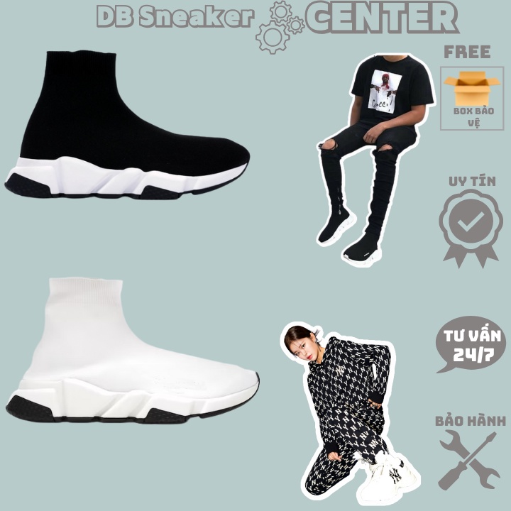 Giày thể thao Balenciaga speed đen trắng hot 2022,Giày sneaker cao cấp Balen speed cao cổ đen trắng chuẩnfull pk