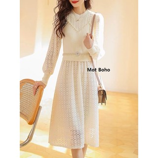 Váy ren mềm kèm đai ngọc