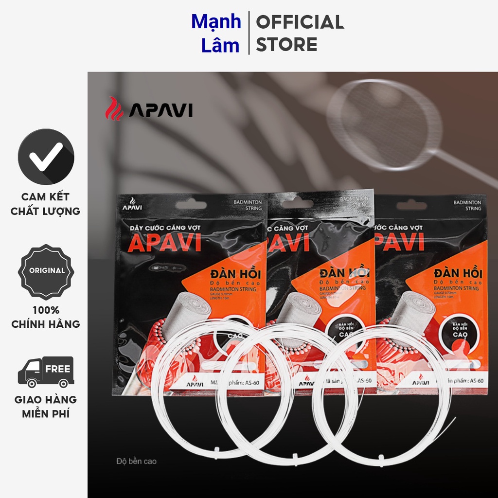 Dây cước căng vợt APAVI AS-60 đường kính 0.70mm bền, chịu mài mòn tốt, sử dụng tập luyện, thi đấu, sản xuất tại Đài loan