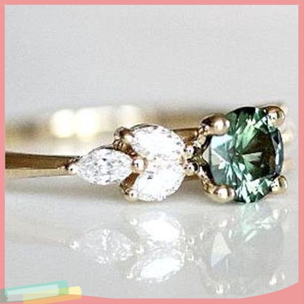 Nhẫn hợp kim mạ bạc trang trí đá zircon thời trang cho nữ