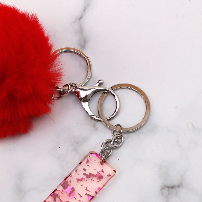 Móc Chìa Khóa / Thẻ Tín Dụng Bằng Acrylic Kèm Bóng Lông Giả Tiện Dụng Cho Xe Hơi