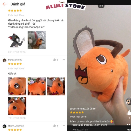 Gấu bông anime Chainsaw Man Pochita nhồi bông dễ thương ALULI