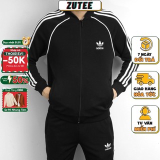Bộ thể thao nam thu đông ZUTEE bộ thể thao bomber nam nữ áo dài quần bo 3 sọc chất liệu poly 2da thể thao