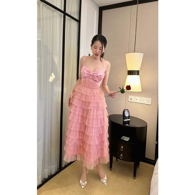 (FREE SHIP) ƯU ĐÃI CỰC LỚN -ĐẦM TAPTA LƯỚI KIM  TUYẾN HAI DÂY CÚP NGỰC ÔM EO DÁNG DÀI TẦNG CỰC NỮ TÍNH SEXY ĐI CHƠI DỰ T