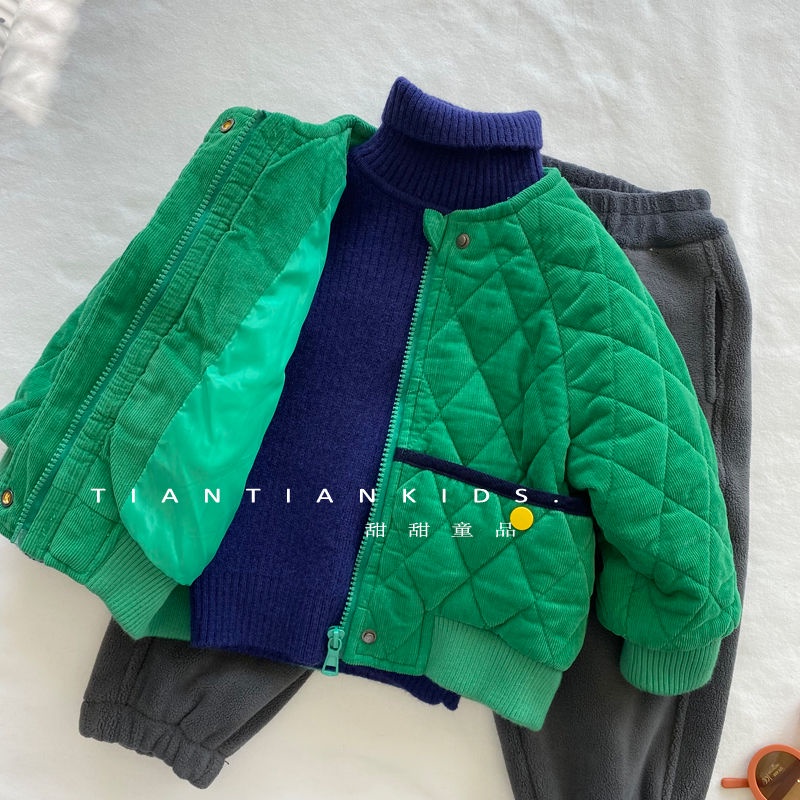 Áo Khoác Nhung Cotton Cổ Tròn 22 Khóa Kéo Thời Trang Thu Đông Cho Bé Trai