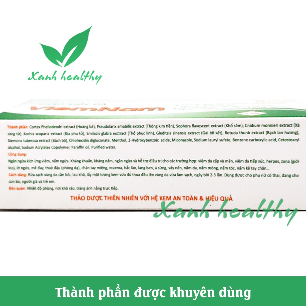 Thảo Mộc Da ViemNam - kem bôi giảm nấm mẩn ngứa, thủy đậu, zona, chân tay miệng, nấm ngoài da hiệu quả - Tuýp 15g