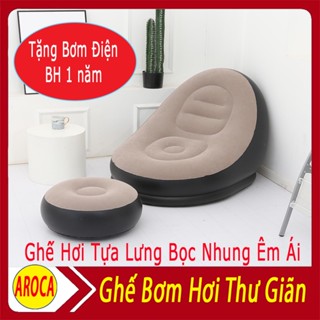 Ghế hơi tựa lưng bọc nhung - Ghế hơi tựa lưng thư giãn cao cấp - Bảo Hành 1 Năm