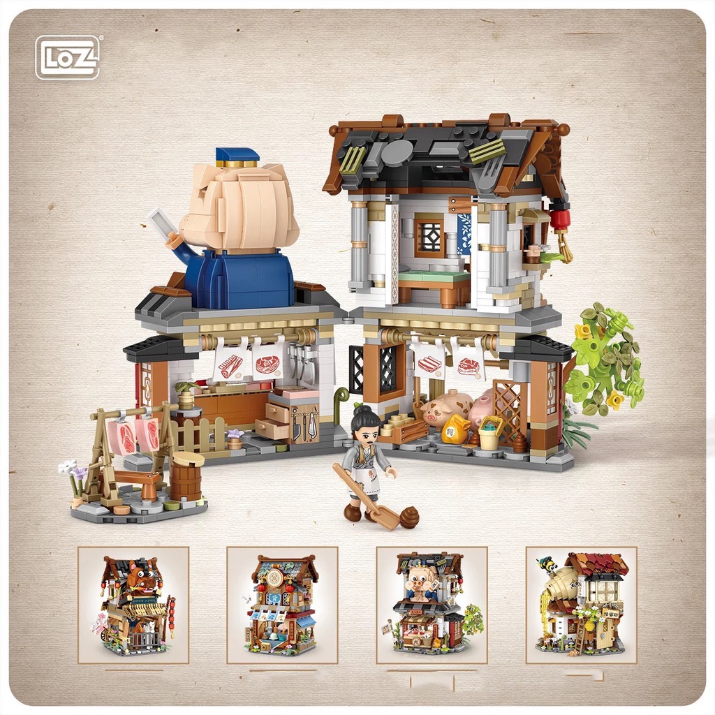 Đồ chơi lắp ráp khối xây dựng building blocks mini LOZ mô hình Butcher's shop 1942
