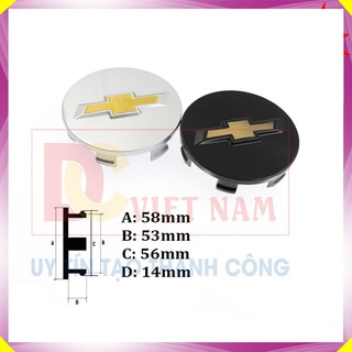 1 Chiếc Logo chụp mâm, ốp lazang vành bánh xe ô tô Chevrolet đường kính 58mm