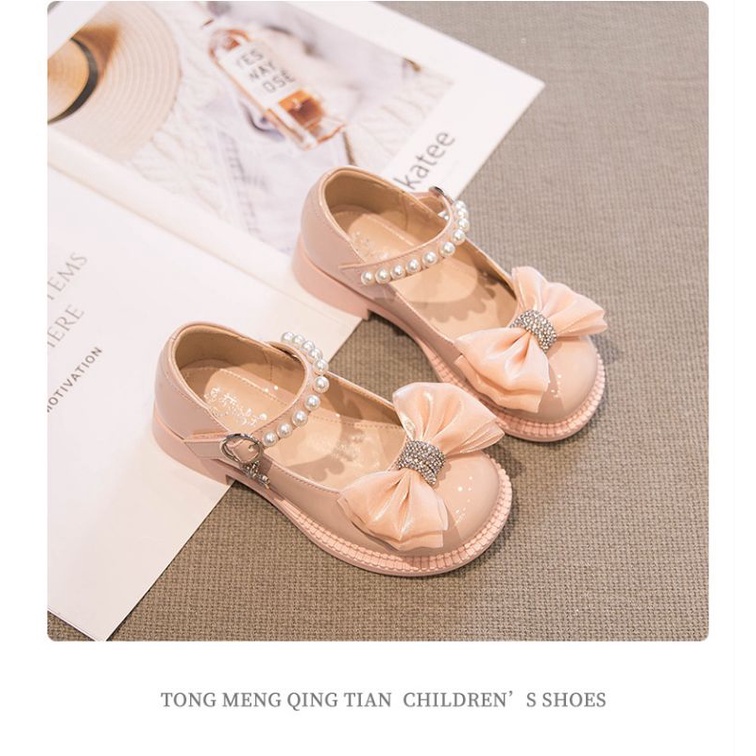 Giày búp bê đính nơ hoa xinh cho bé gái