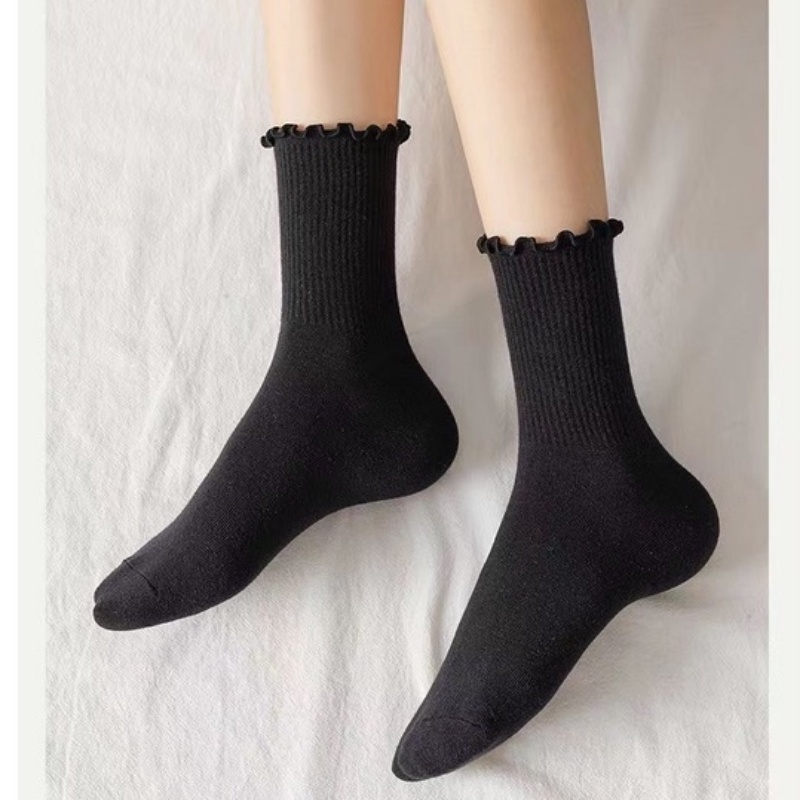 Vớ Cotton Cổ Thấp JP5 Phối Bèo Dễ Thương Thời Trang Mùa Hè Phong Cách Nhật Bản Cho Nữ