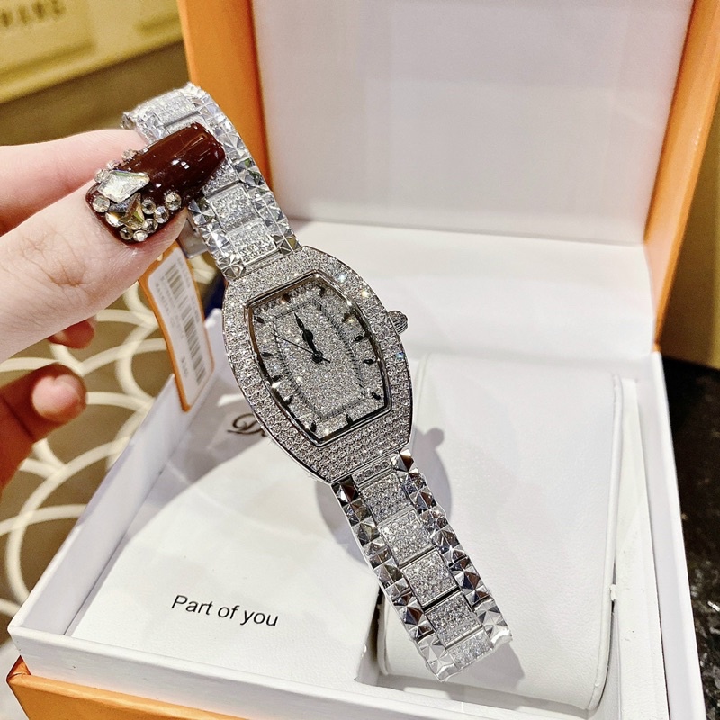 Đồng hồ nữ Davena 61369  chính hãng mặt chữ nhật full đá