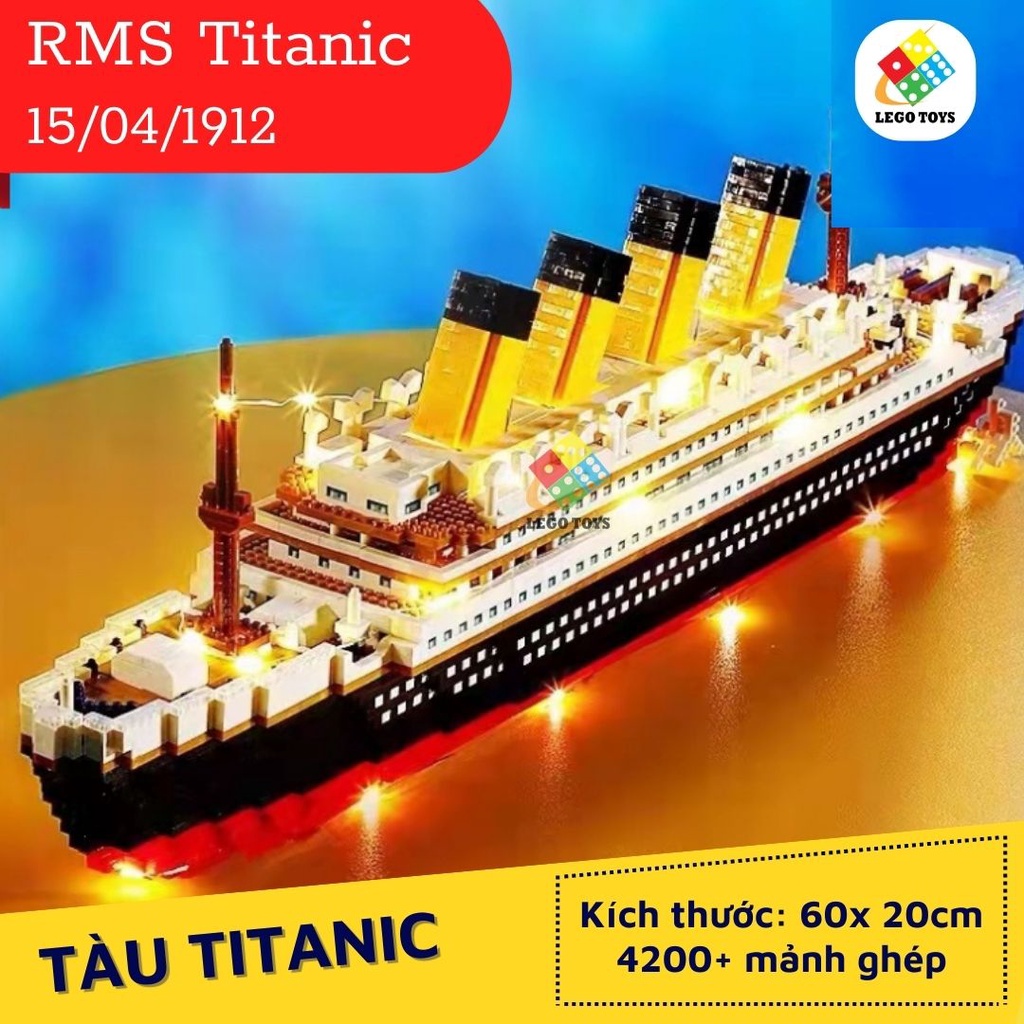 |ego Tàu TITANIC 4200+ PSC - Đồ Chơi Lắp Ráp Con Tàu Huyền Thoại Royal Mail Ship - Tặng Dây LED Phát Sáng