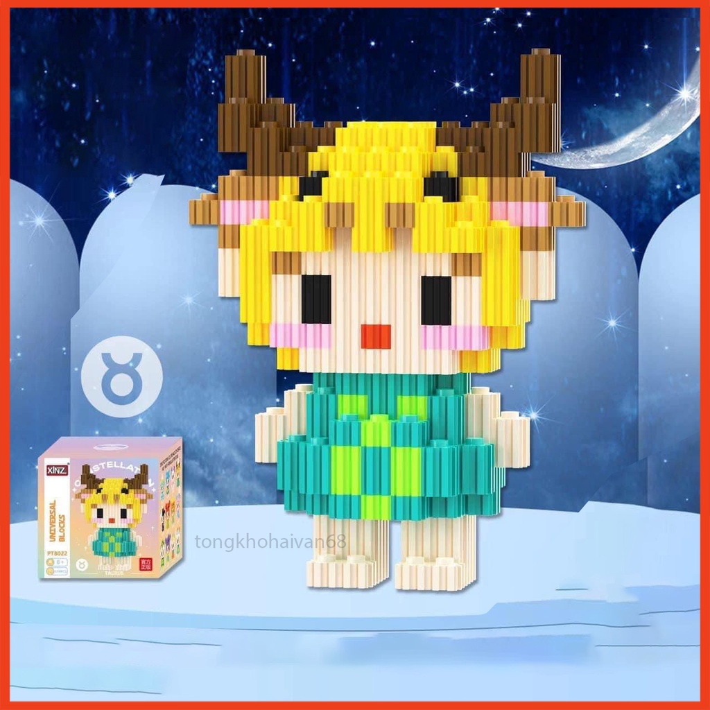 Mô Hình Lắp Ráp 12 Cung Hoàng Đạo Mini đồ chơi mô hình lắp ráp 3D cực kỳ đáng yêu và dễ thương nhiều nhân vật