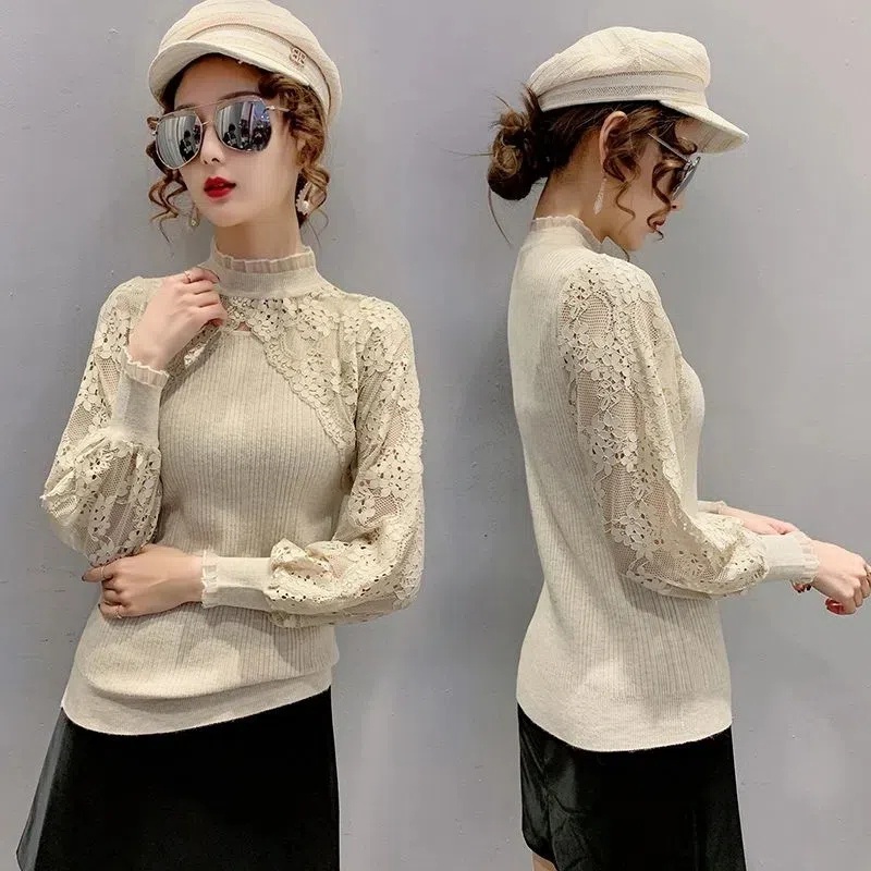 40-90kg Áo Sweater Dệt Kim Tay Dài Cổ Cao Màu Trơn Thời Trang Cho Nữ