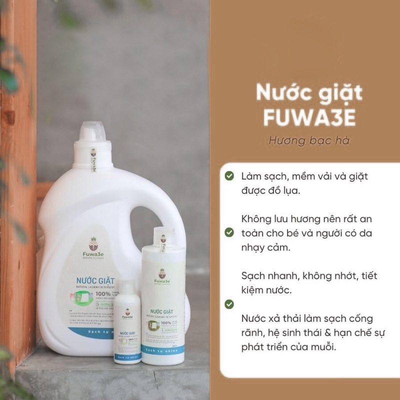 Nước giặt Fuwa3e từ Enzyme sinh học 500ml hương cam giặt quần áo đồ lót, an toàn cho em bé - Kaka Beauty