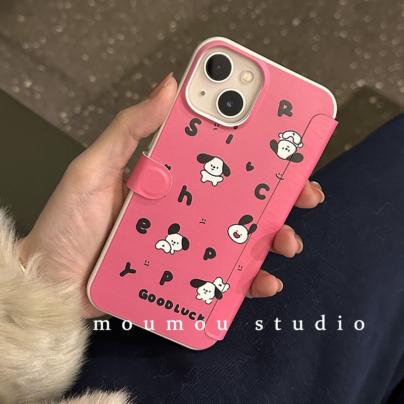 Ốp Điện Thoại Nắp Lật Từ Tính In Hình Chú Cún Hoạt Hình Dễ Thương Cho Iphone14promax 13 13pro / 12 11 Pro
