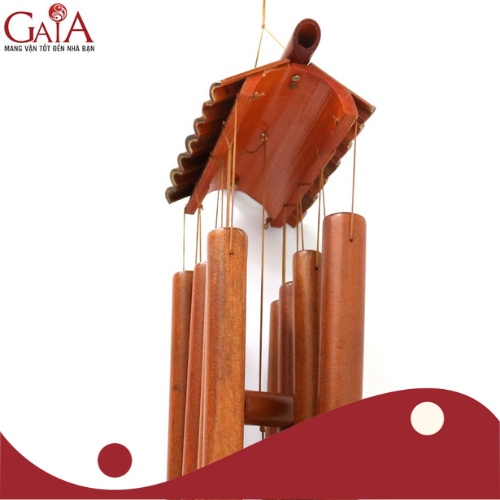 Chuông thanh tre mái nhà màu nâu đất, chuông gió 8 thanh hoá sát, tăng sinh khí.