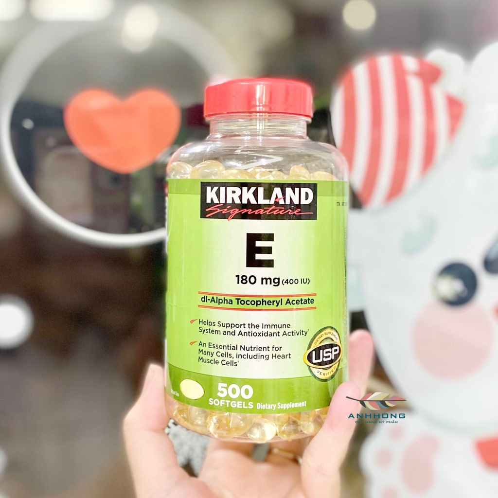Vitamin e Kirkland 500 viên - Viên uống trắng da Vitamin e 400 hỗ trợ làm đẹp da - Chính Hãng
