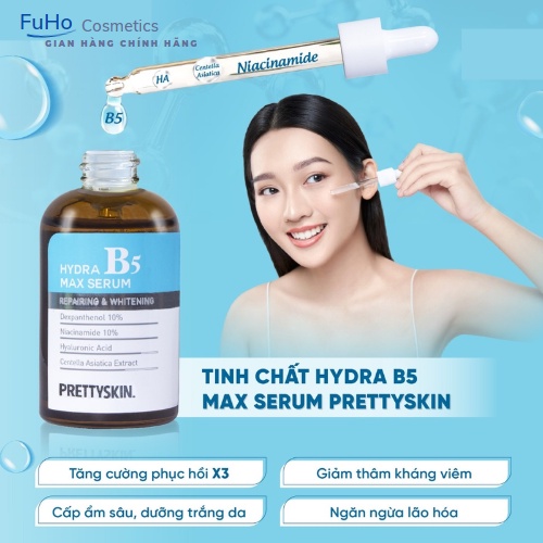 Serum phục hồi B5 50ml, tinh chất dưỡng trắng da Hydra B5 Max Serum Prettyskin, giảm nám tàn nhang chống lão hóa  Fu