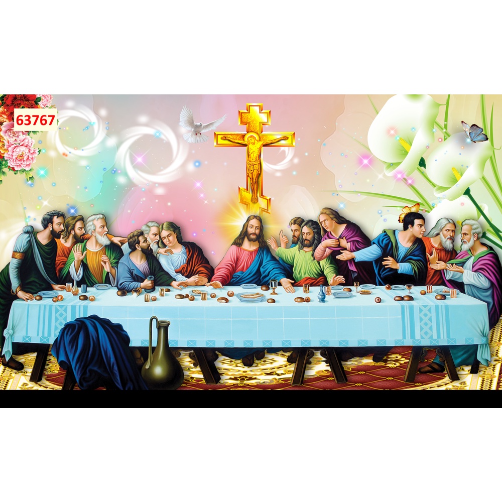 Tranh Dán Tường Thiên Chúa Giáo bữa tiệc ly Tặng Keo dán đầy đủ