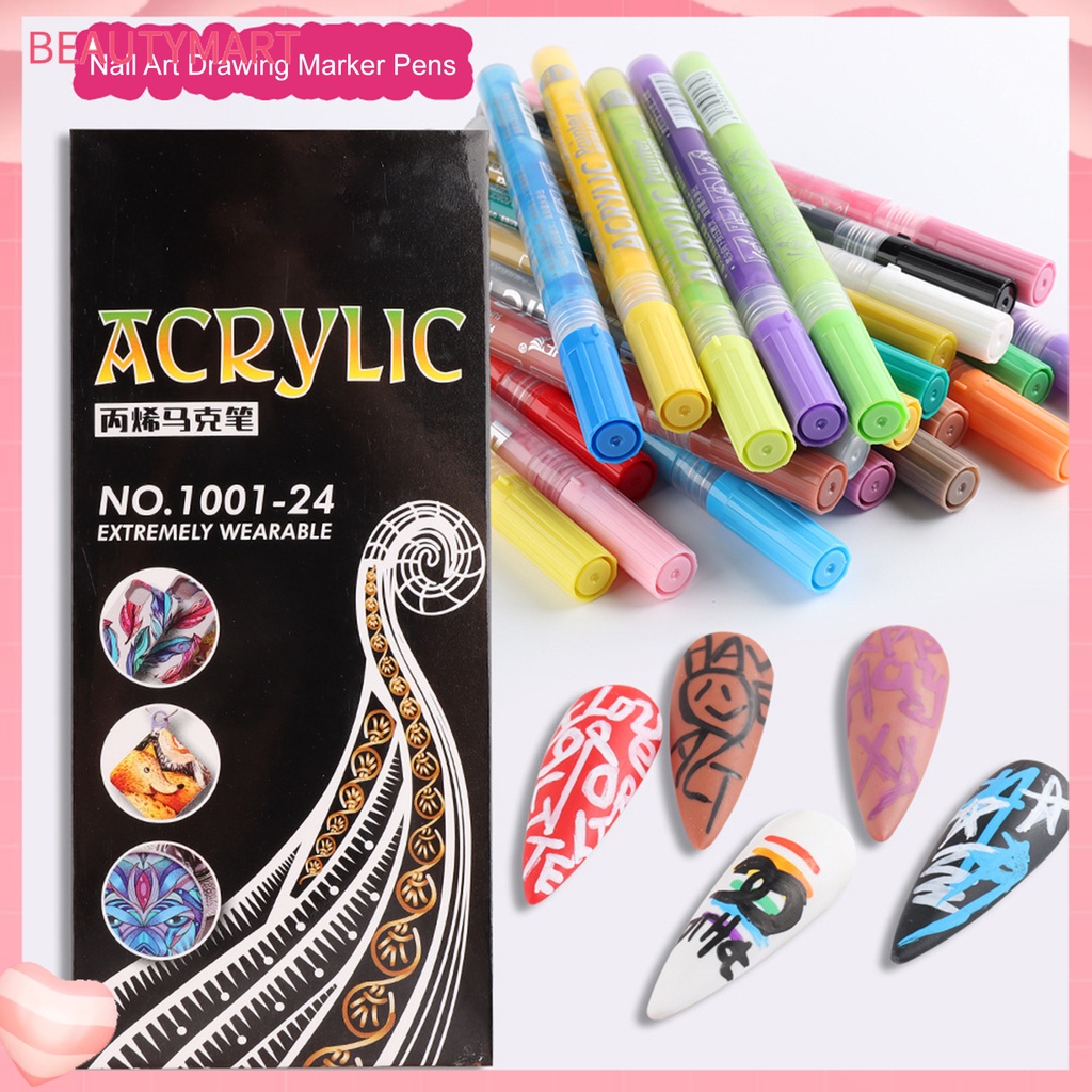 Set 12 Bút Vẽ Móng Nghệ Thuật Chống Nước Mượt Mà DIY 12 Màu Tùy Chọn