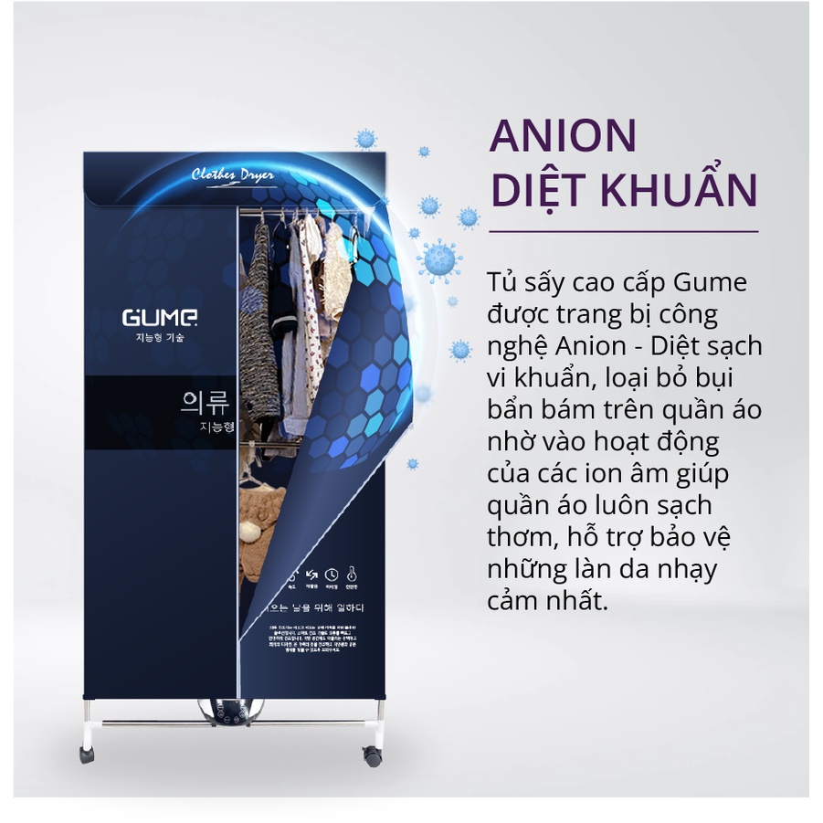 Tủ Sấy, Máy Sấy Quần Áo Di Động GUME. Chính Hãng Hàn Quốc Bảo Hành 12 Tháng Lỗi 1 Đổi 1.