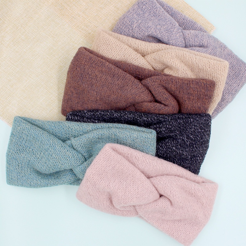 Băng Đô Len Bản Rộng Co Giãn Màu Trơn Thời Trang Mùa Đông Cho Nữ JP5