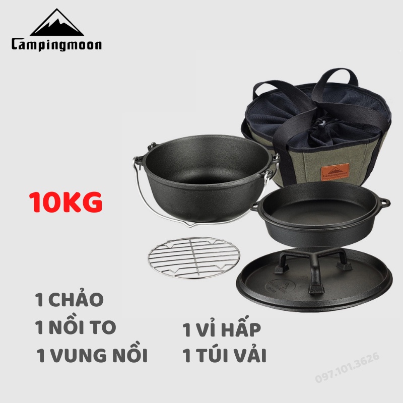 NỒI GANG KÈM CHẢO DÃ NGOẠI CẮM TRẠI CAMPINGMOON DO-28