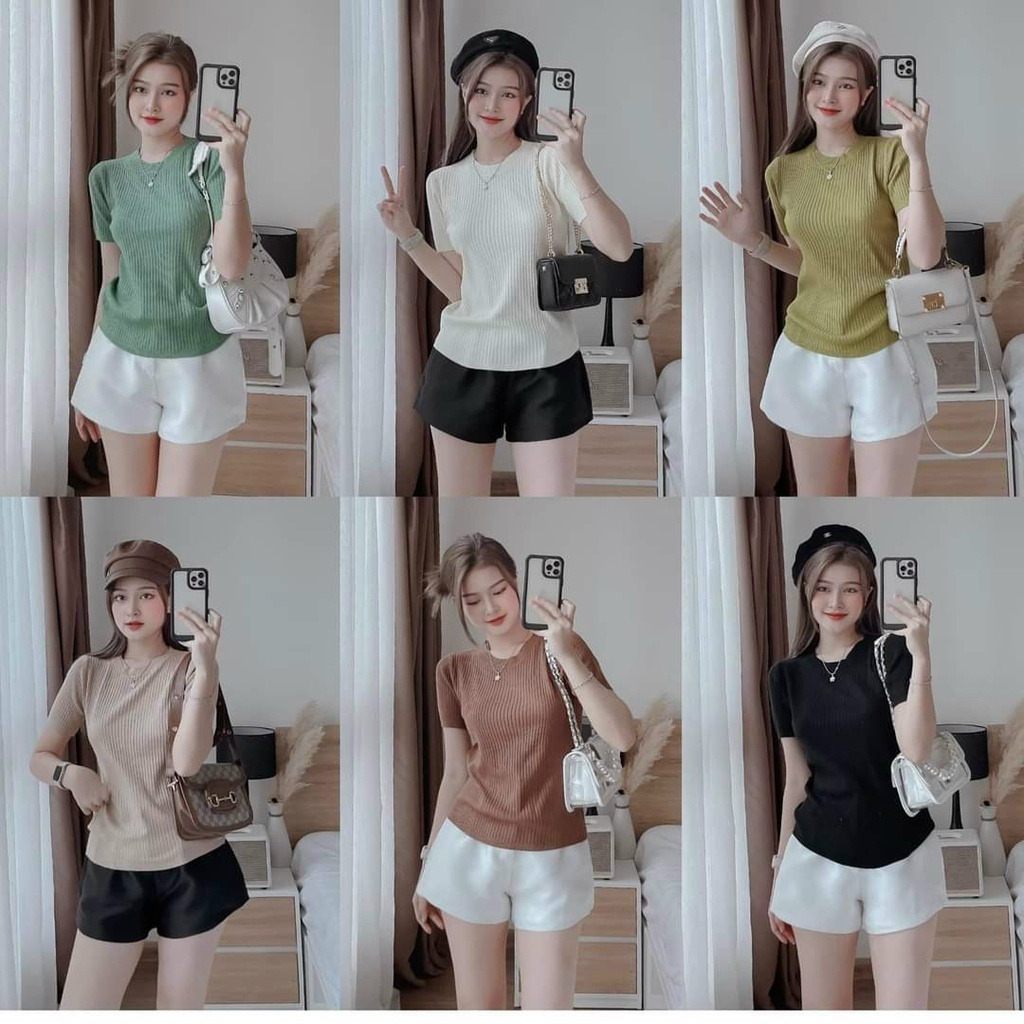 (Sale FreeShip) Sét bộ đùi áo thun gân tay ngắn kèm quần tapta,bộ kiểu đi chơi mặc nhà đều xinh
