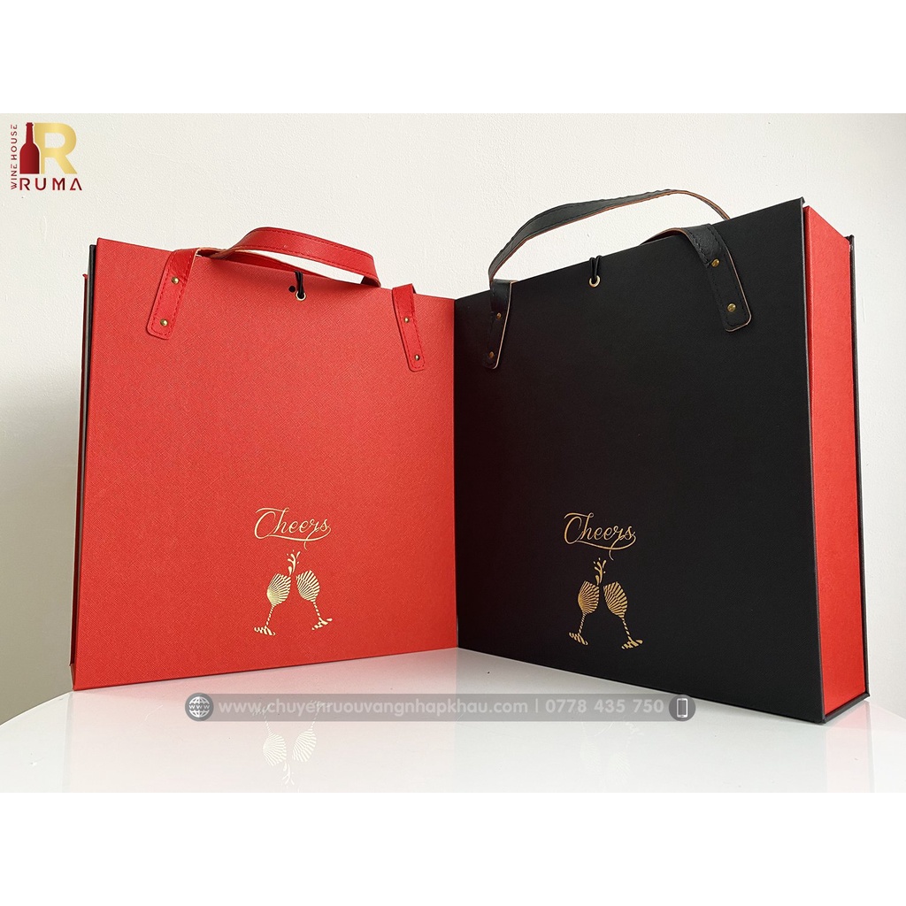 Set quà tặng 2 chai Vang Ý Capello - Hộp da Pu cao cấp kèm ly vang