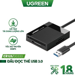 Đầu đọc thẻ usb 3.0 đa năng cf, sd, tf, ms dài 0.5m ugreen 30333