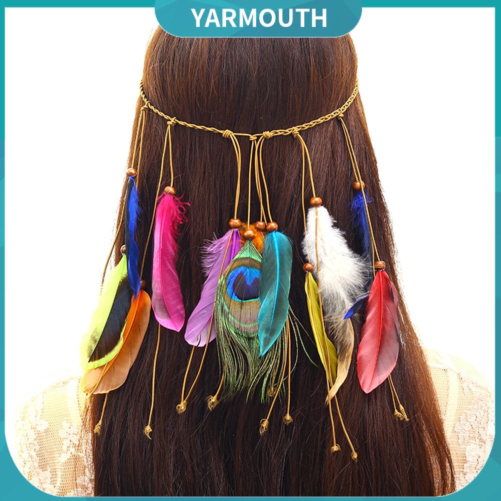 Vòng Đeo Đầu Gắn Lông Vũ Phong Cách Bohemian Thanh Lịch Dành Cho Nữ