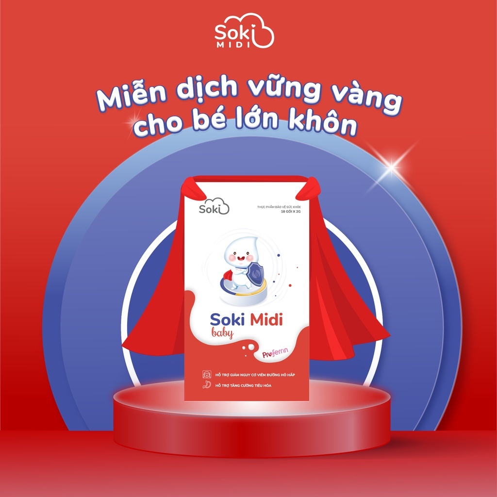Combo 2 Hộp SOKI MIDI Baby Hỗ Trợ Cải Thiện Hệ Tiêu Hóa, Nâng Cao Sức Đề Kháng Cho Trẻ - 2 Hộp x 12 gói x 2g