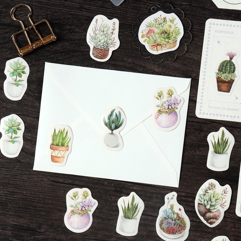 Bộ 46 Miếng Dán Trang Trí Sổ Tay Hình Cây Cối Dễ Thương