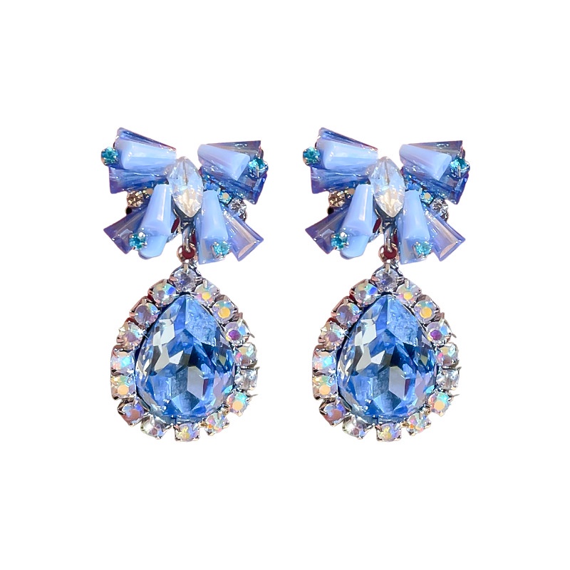 Bông Tai Hình Giọt Nước Đính Đá Sang Trọng Phong Cách Hàn Quốc