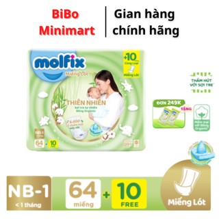 Miếng lót sơ sinh Molfix Thiên nhiên Super Jumbo Newborn 1 - Gói 64+10 miếng