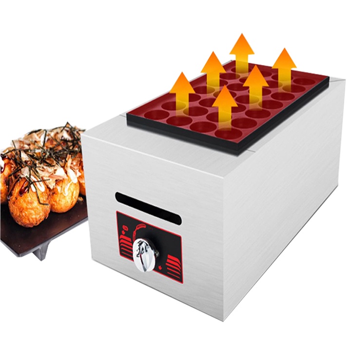 Máy làm bánh Takoyaki 28 viên sử dụng Gas làm bánh bạch tuộc, trứng cút nướng [BH 12 Tháng]