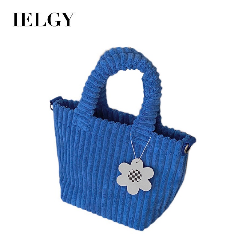 IELGY Túi Đeo Chéo Vải Nhung Kẻ Màu Xanh Dương Dễ Thương Phong Cách Hàn Quốc Cho Bạn Gái
