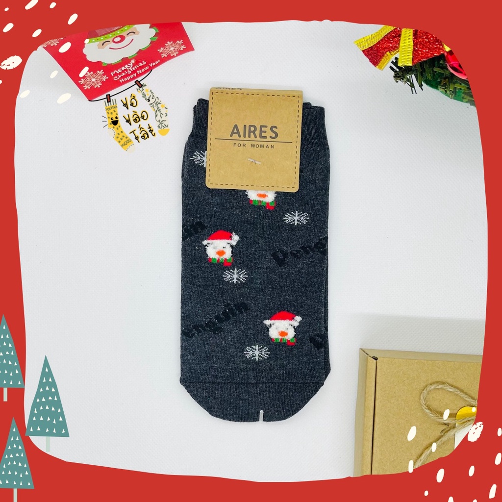 Tất vớ nữ cổ ngắn họa tiết giáng sinh nhỏ xinh
